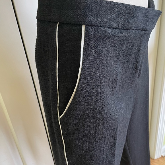 AXARA Women Black Cropped Pants 2/36 France NWOT - Picture 4 of 8